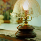 Traditional French Flower Glass Iron Solid Wood LED Table Lamp For Bedroom Lumendat
