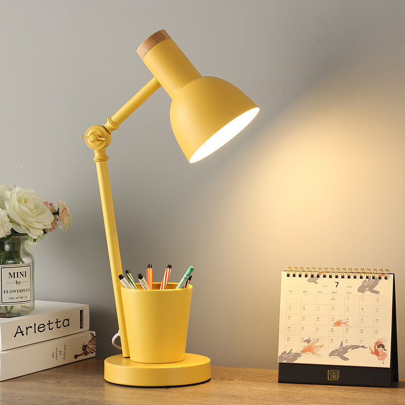 Contemporary Nordic Dome Iron Solid Wood 1-Light Table Lamp For Bedroom Lumendat