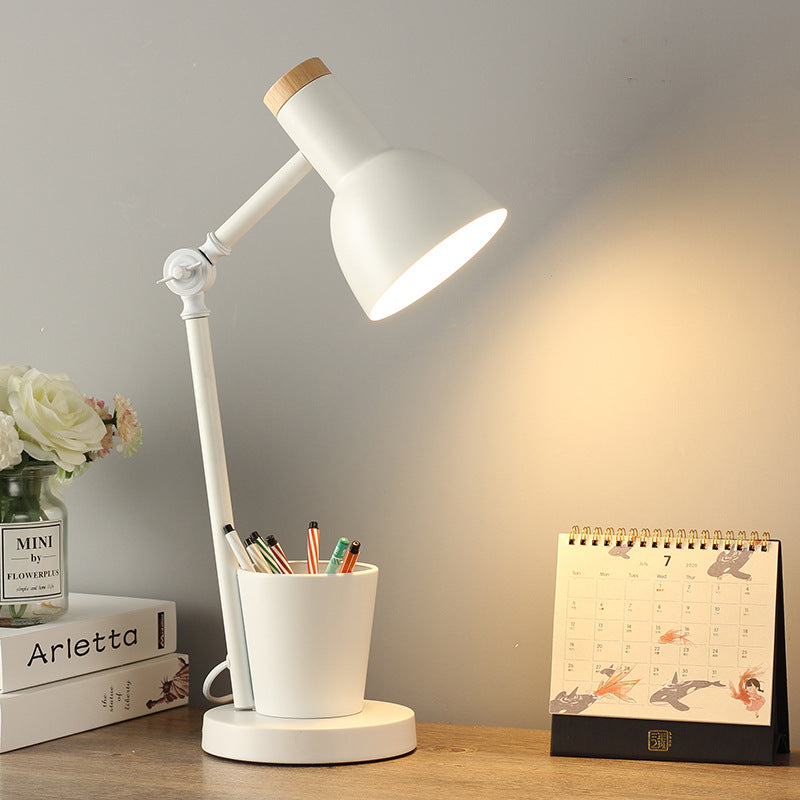 Contemporary Nordic Dome Iron Solid Wood 1-Light Table Lamp For Bedroom Lumendat