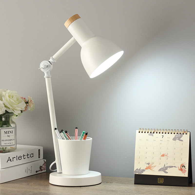 Contemporary Nordic Dome Iron Solid Wood 1-Light Table Lamp For Bedroom Lumendat