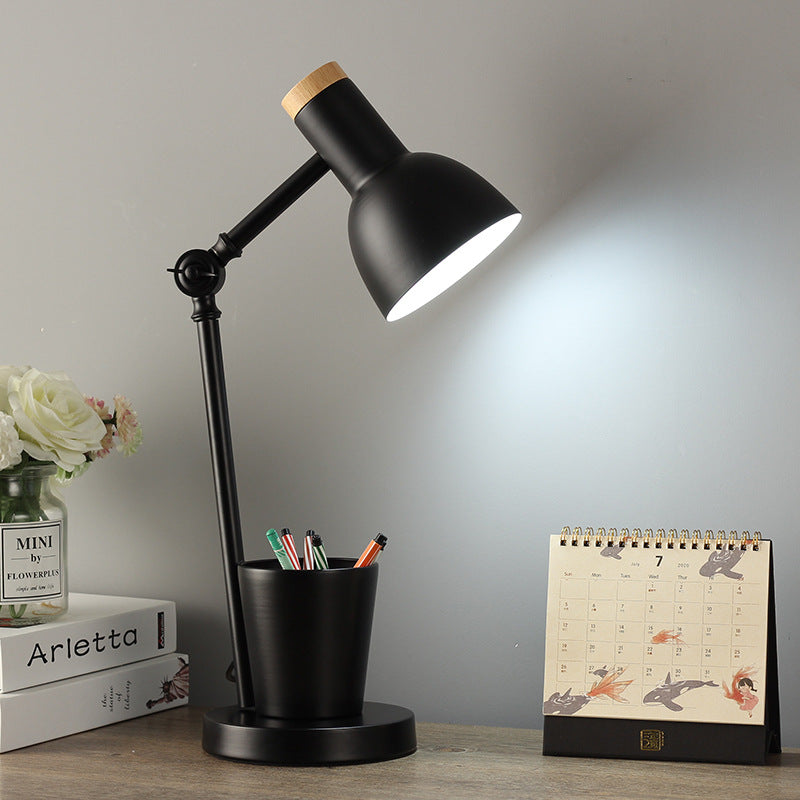 Contemporary Nordic Dome Iron Solid Wood 1-Light Table Lamp For Bedroom Lumendat