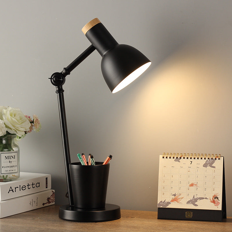 Contemporary Nordic Dome Iron Solid Wood 1-Light Table Lamp For Bedroom Lumendat