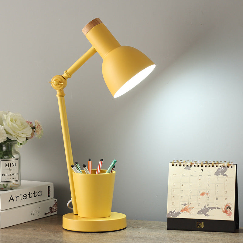 Contemporary Nordic Dome Iron Solid Wood 1-Light Table Lamp For Bedroom Lumendat