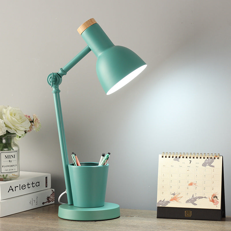 Contemporary Nordic Dome Iron Solid Wood 1-Light Table Lamp For Bedroom Lumendat
