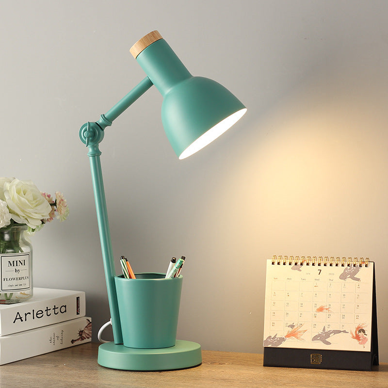 Contemporary Nordic Dome Iron Solid Wood 1-Light Table Lamp For Bedroom Lumendat