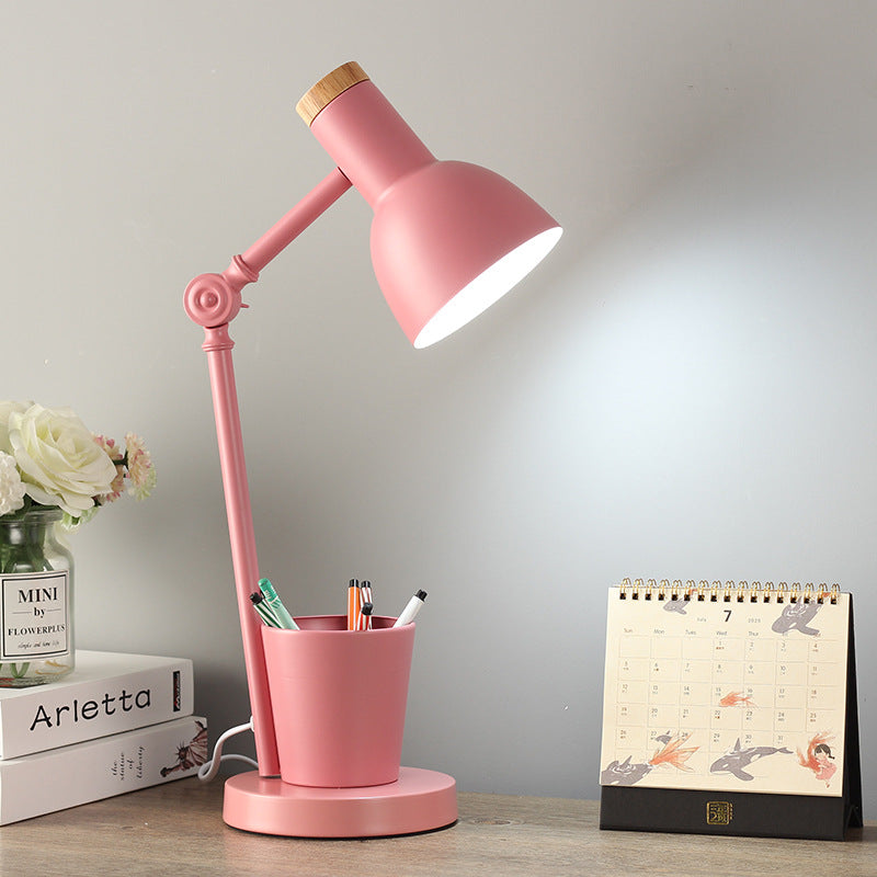 Contemporary Nordic Dome Iron Solid Wood 1-Light Table Lamp For Bedroom Lumendat