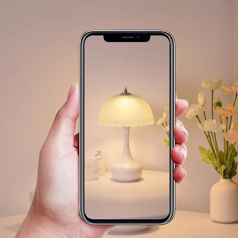 Traditional French Dome Glass Iron LED Table Lamp For Bedroom Lumendat