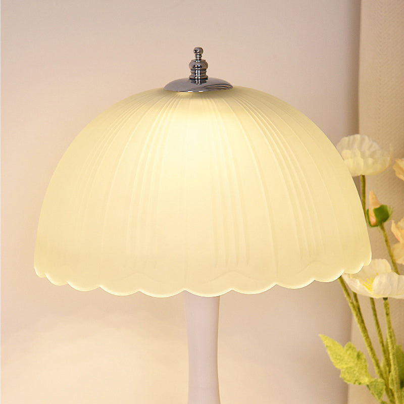 Traditional French Dome Glass Iron LED Table Lamp For Bedroom Lumendat