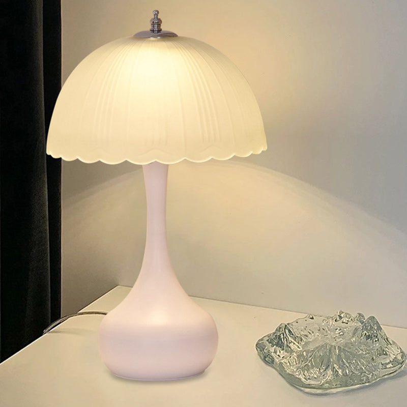 Traditional French Dome Glass Iron LED Table Lamp For Bedroom Lumendat