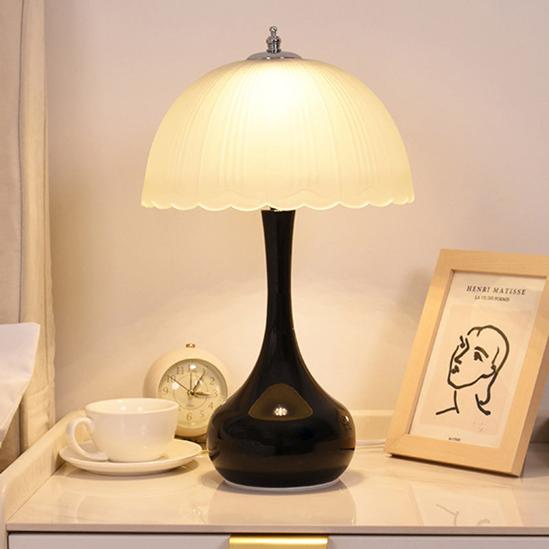 Traditional French Dome Glass Iron LED Table Lamp For Bedroom Lumendat