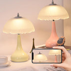 Traditional French Dome Glass Iron LED Table Lamp For Bedroom Lumendat