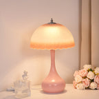 Traditional French Dome Glass Iron LED Table Lamp For Bedroom Lumendat