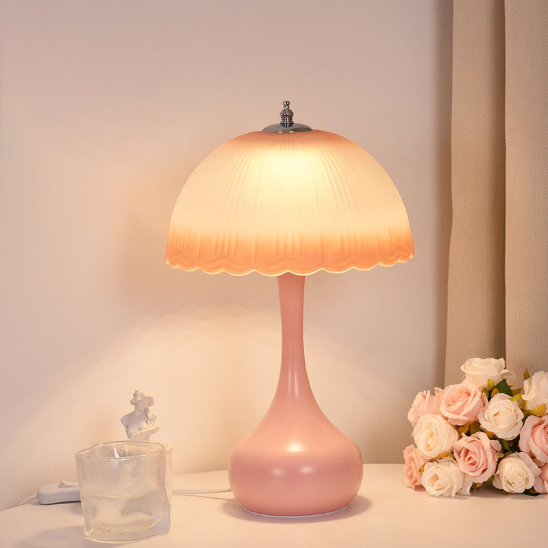 Traditional French Dome Glass Iron LED Table Lamp For Bedroom Lumendat