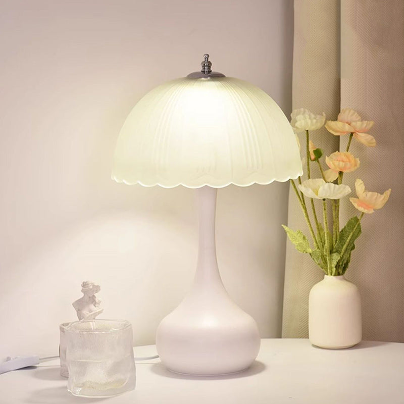 Traditional French Dome Glass Iron LED Table Lamp For Bedroom Lumendat