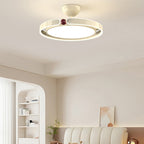 Modern Minimalist Round Iron Aluminum Acrylic LED Semi-Flush Mount Ceiling Light For Bedroom