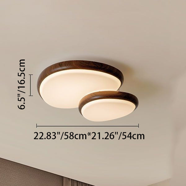 Traditional Vintage Oval Carbon Steel Acrylic Water Transfer LED Flush Mount Ceiling Light For Living Room