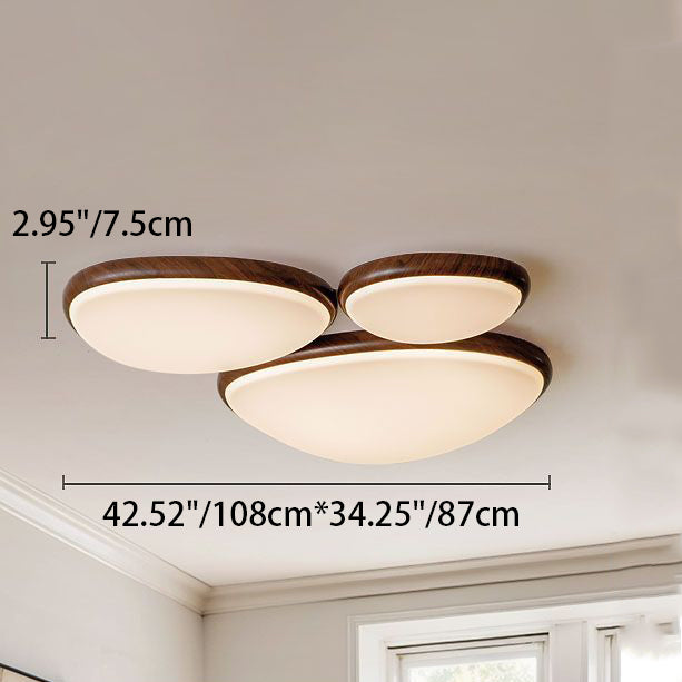 Traditional Vintage Oval Carbon Steel Acrylic Water Transfer LED Flush Mount Ceiling Light For Living Room