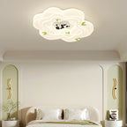 Modern Simplicity Kids Panda Flower Iron Resin LED Flush Mount Ceiling Light For Bedroom