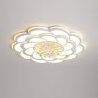 Contemporary Luxury Flower Round Iron Acrylic Crystal LED Flush Mount Ceiling Light For Living Room