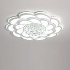 Contemporary Luxury Flower Round Iron Acrylic Crystal LED Flush Mount Ceiling Light For Living Room