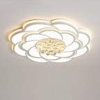 Contemporary Luxury Flower Round Iron Acrylic Crystal LED Flush Mount Ceiling Light For Living Room