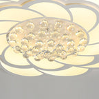 Contemporary Luxury Flower Round Iron Acrylic Crystal LED Flush Mount Ceiling Light For Living Room