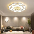 Contemporary Luxury Flower Round Iron Acrylic Crystal LED Flush Mount Ceiling Light For Living Room