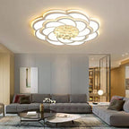 Contemporary Luxury Flower Round Iron Acrylic Crystal LED Flush Mount Ceiling Light For Living Room
