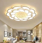 Contemporary Luxury Flower Round Iron Acrylic Crystal LED Flush Mount Ceiling Light For Living Room