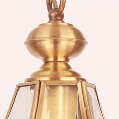 Traditional Rustic Cone Copper Glass 1-Light Pendant Light For Living Room