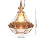 Traditional Rustic Cone Copper Glass 1-Light Pendant Light For Living Room
