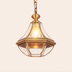 Traditional Rustic Cone Copper Glass 1-Light Pendant Light For Living Room