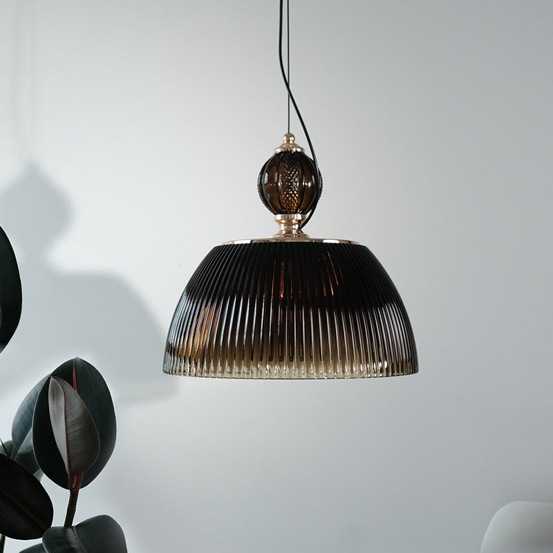 Contemporary Nordic Dome Metal Glass 2-Light Pendant Light For Bedroom
