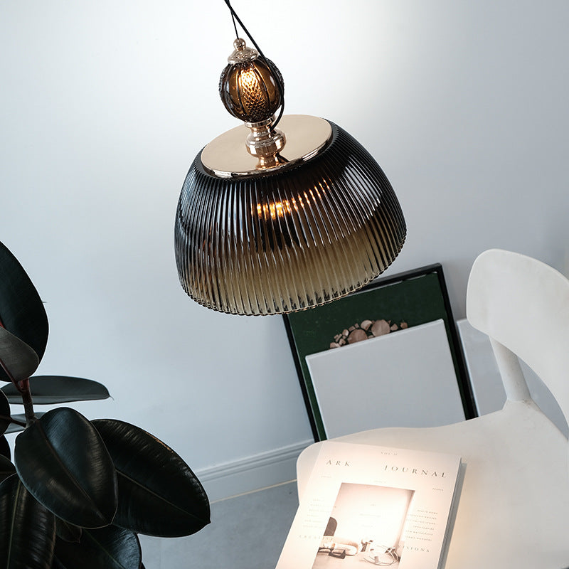 Contemporary Nordic Dome Metal Glass 2-Light Pendant Light For Bedroom
