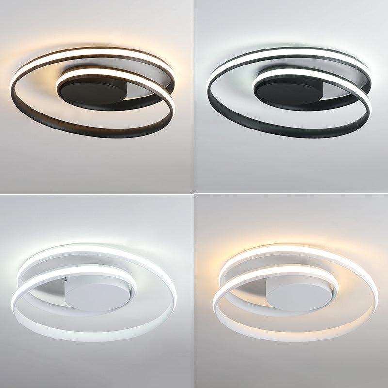 Contemporary Creative Circle Iron Aluminum LED Semi-Flush Mount Ceiling Light For Bedroom Lumendat