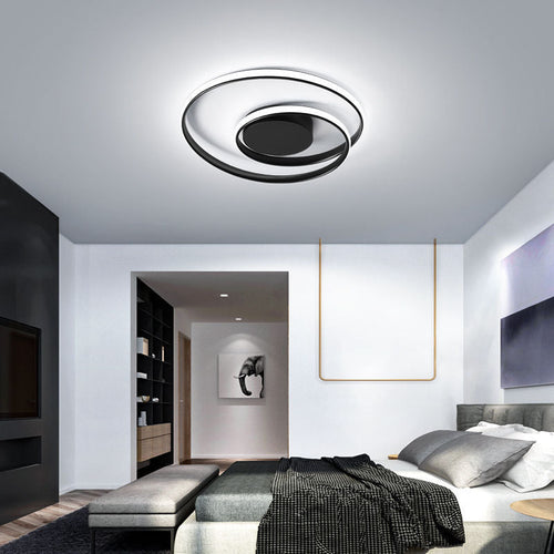 Contemporary Creative Circle Iron Aluminum LED Semi-Flush Mount Ceiling Light For Bedroom Lumendat