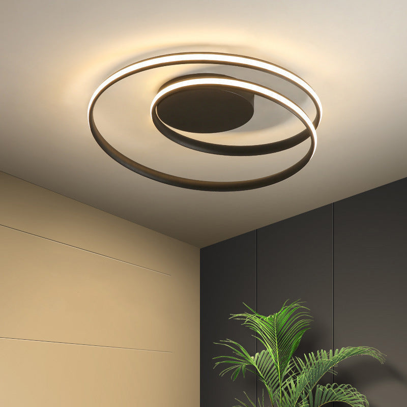 Contemporary Creative Circle Iron Aluminum LED Semi-Flush Mount Ceiling Light For Bedroom Lumendat