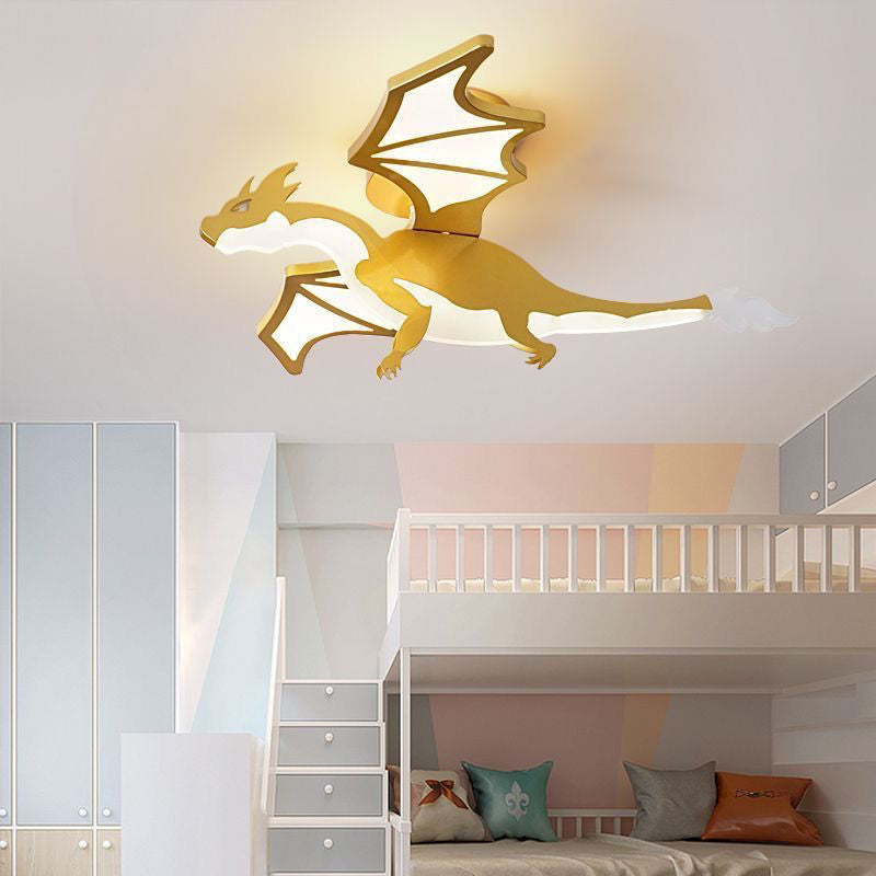 Lumendat Contemporary Creative Kids Cartoon Dinosaur Metal Acrylic LED Semi-Flush Mount Ceiling Light For Bedroom Lumendat