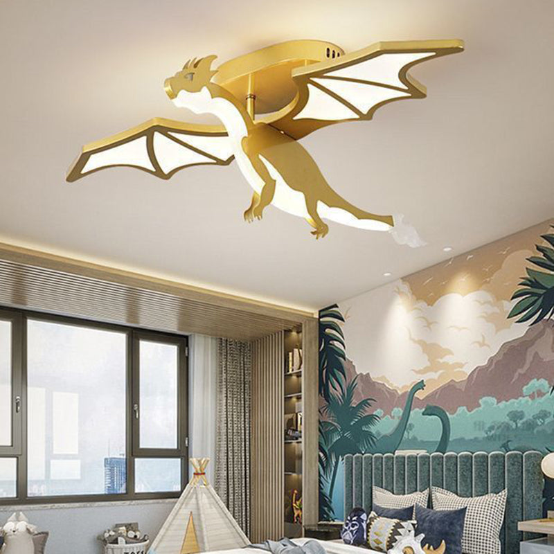 Lumendat Contemporary Creative Kids Cartoon Dinosaur Metal Acrylic LED Semi-Flush Mount Ceiling Light For Bedroom Lumendat