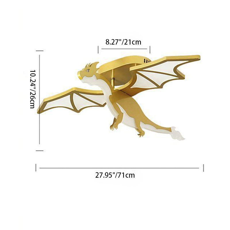 Lumendat Contemporary Creative Kids Cartoon Dinosaur Metal Acrylic LED Semi-Flush Mount Ceiling Light For Bedroom Lumendat