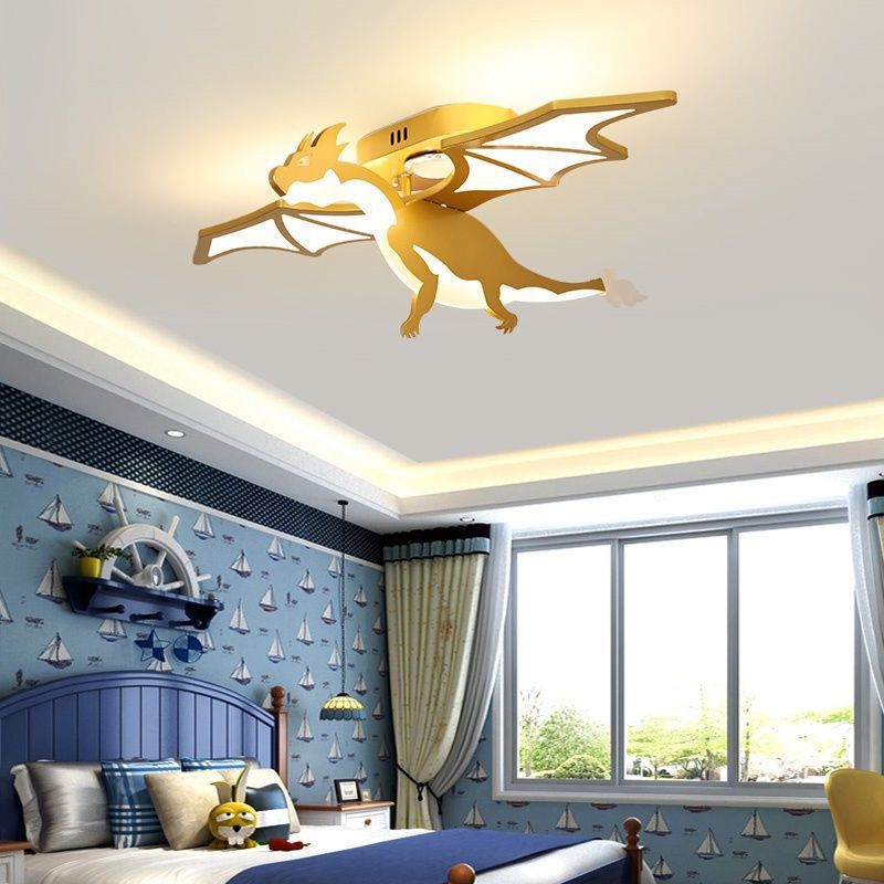 Lumendat Contemporary Creative Kids Cartoon Dinosaur Metal Acrylic LED Semi-Flush Mount Ceiling Light For Bedroom Lumendat