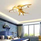 Lumendat Contemporary Creative Kids Cartoon Dinosaur Metal Acrylic LED Semi-Flush Mount Ceiling Light For Bedroom Lumendat
