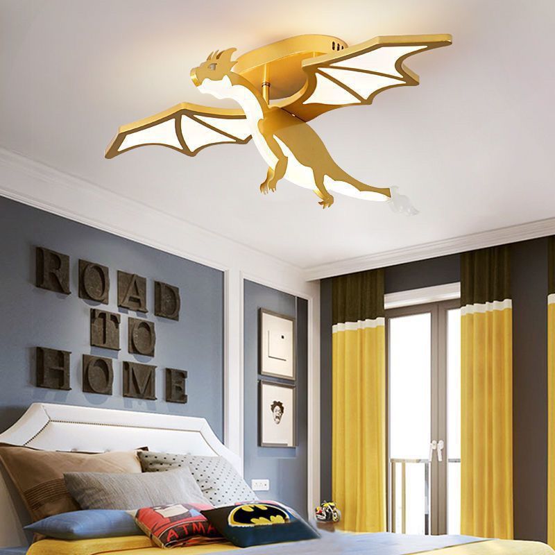 Lumendat Contemporary Creative Kids Cartoon Dinosaur Metal Acrylic LED Semi-Flush Mount Ceiling Light For Bedroom Lumendat