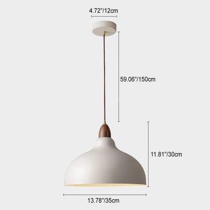 Traditional Japanese Dome Iron Solid Wood 1-light Pendant Light for Living Room