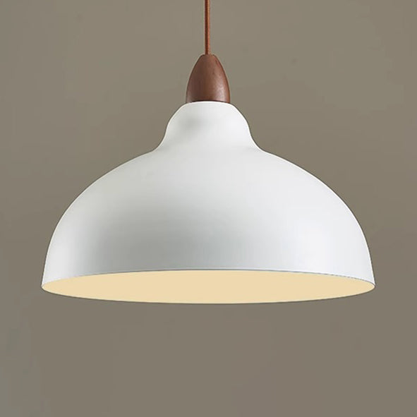 Traditional Japanese Dome Iron Solid Wood 1-light Pendant Light for Living Room
