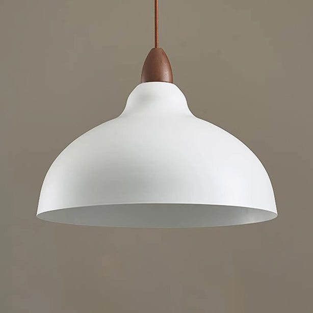 Traditional Japanese Dome Iron Solid Wood 1-light Pendant Light for Living Room