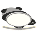 Contemporary Creative Kids Cartoon Panda Iron Aluminum Acrylic LED Flush Mount Ceiling Light For Bedroom