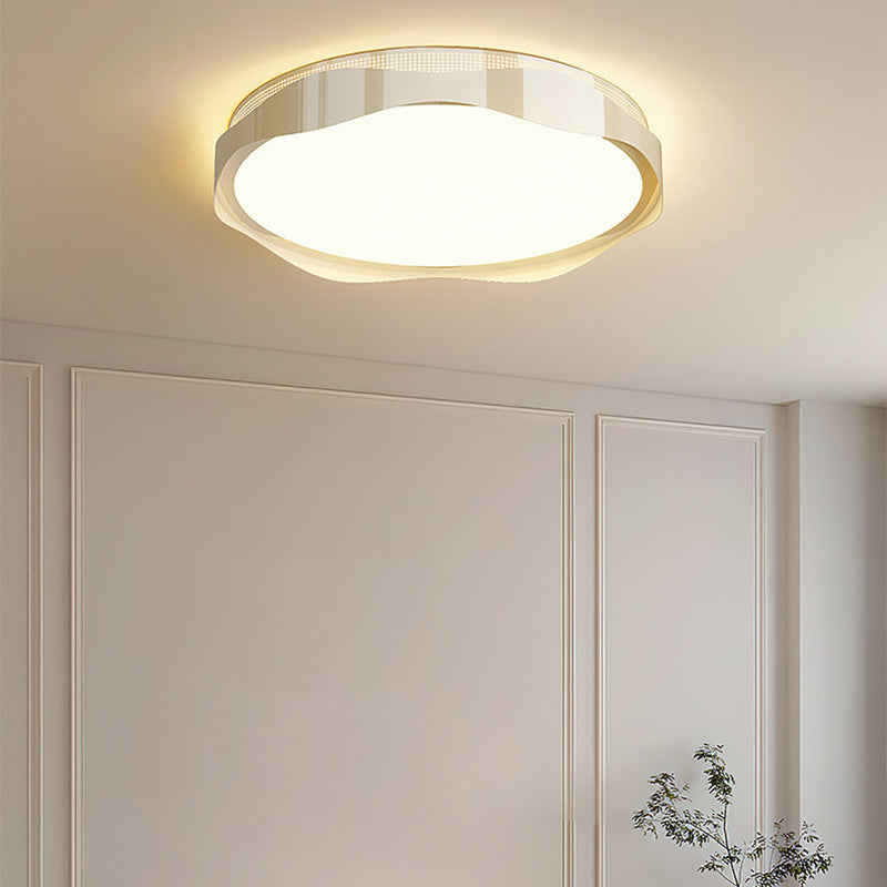 Traditional French Round Iron Plastic LED Flush Mount Ceiling Light For Bedroom