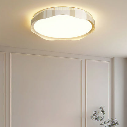 Traditional French Round Iron Plastic LED Flush Mount Ceiling Light For Bedroom