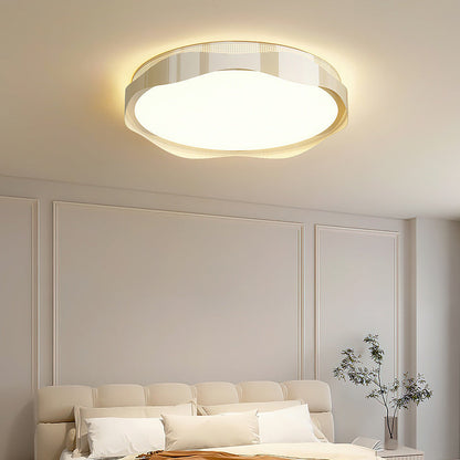 Traditional French Round Iron Plastic LED Flush Mount Ceiling Light For Bedroom